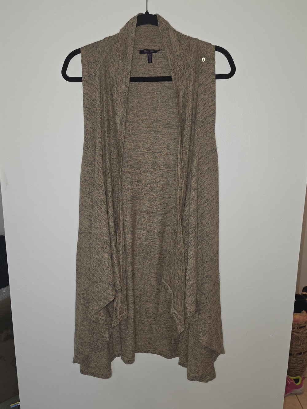Olivia Sky Open Front Sleeveless Cardigan - Taupe Brown